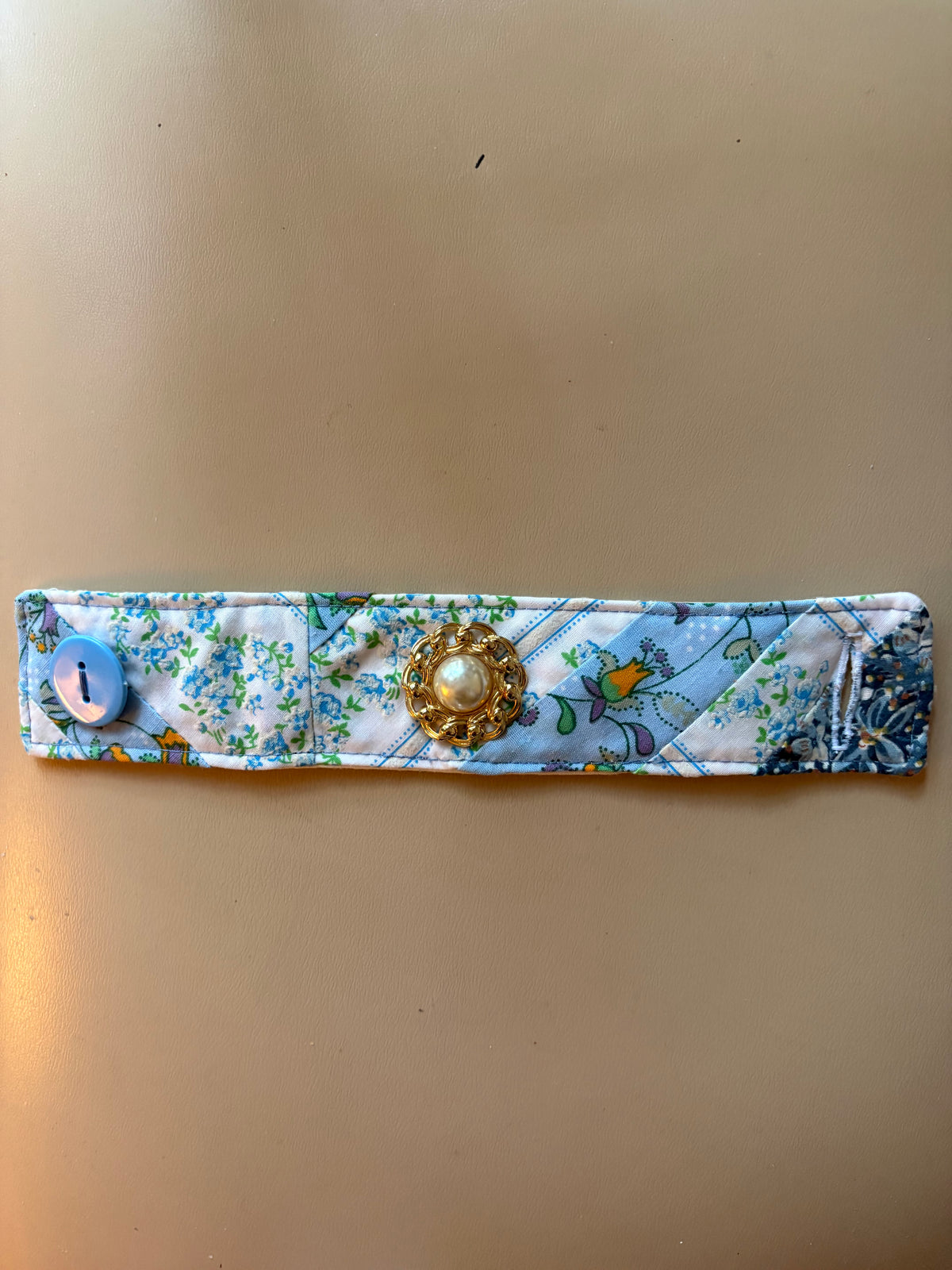 Unique Handmade Blue/White/Gold Bracelet