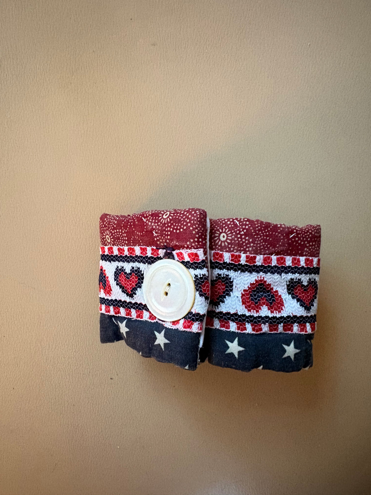 Heart Star Quilted Cuff Bracelet