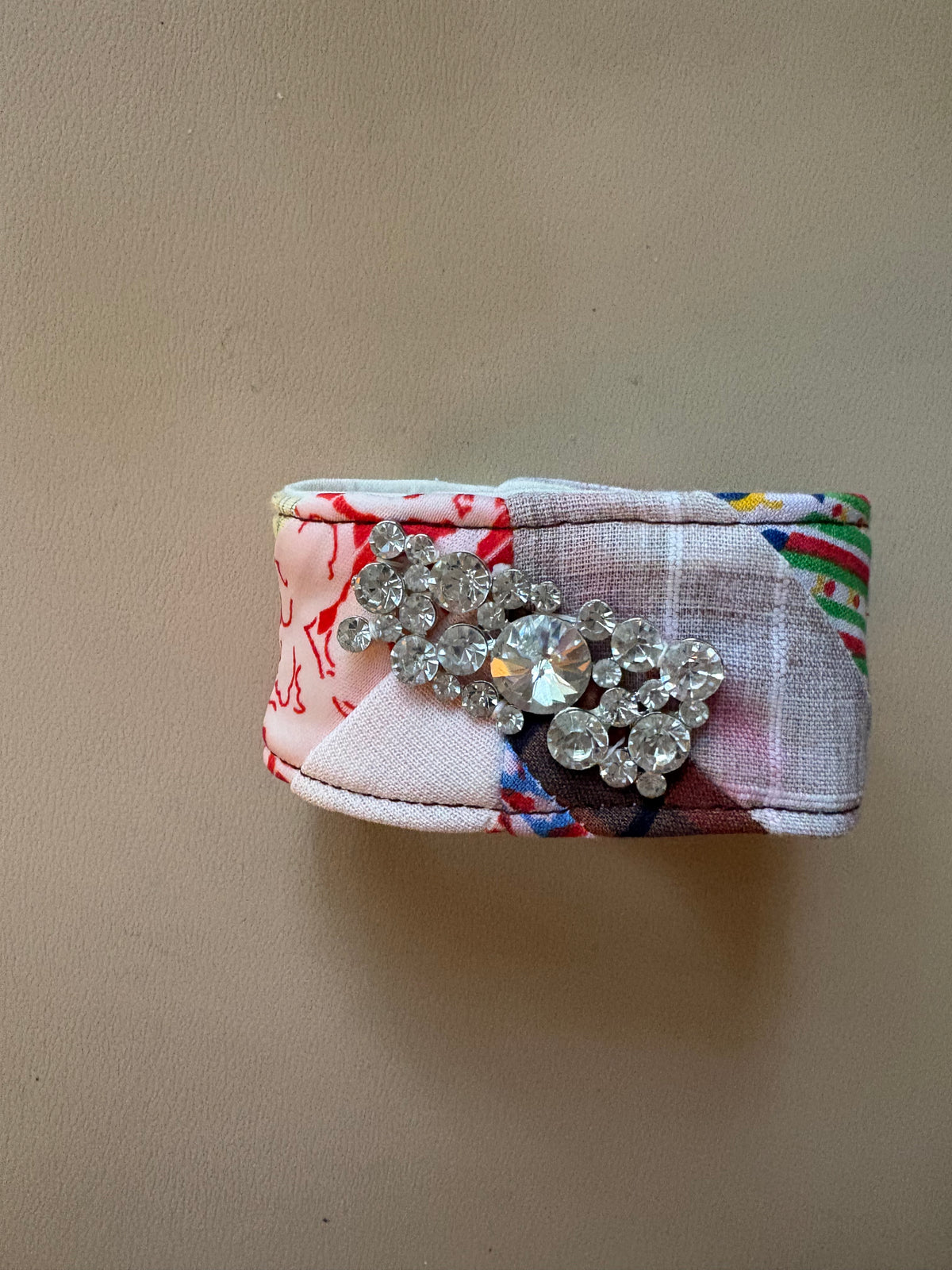 Unique Handmade Quilted Bracelet with Bling