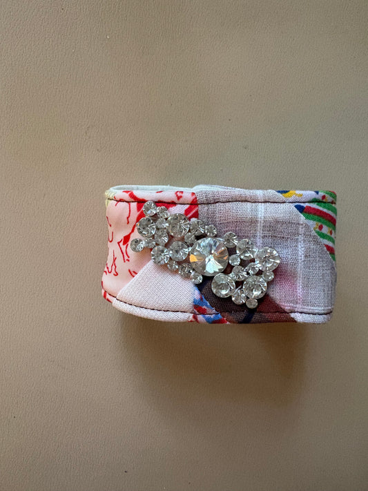 Unique Handmade Quilted Bracelet with Bling