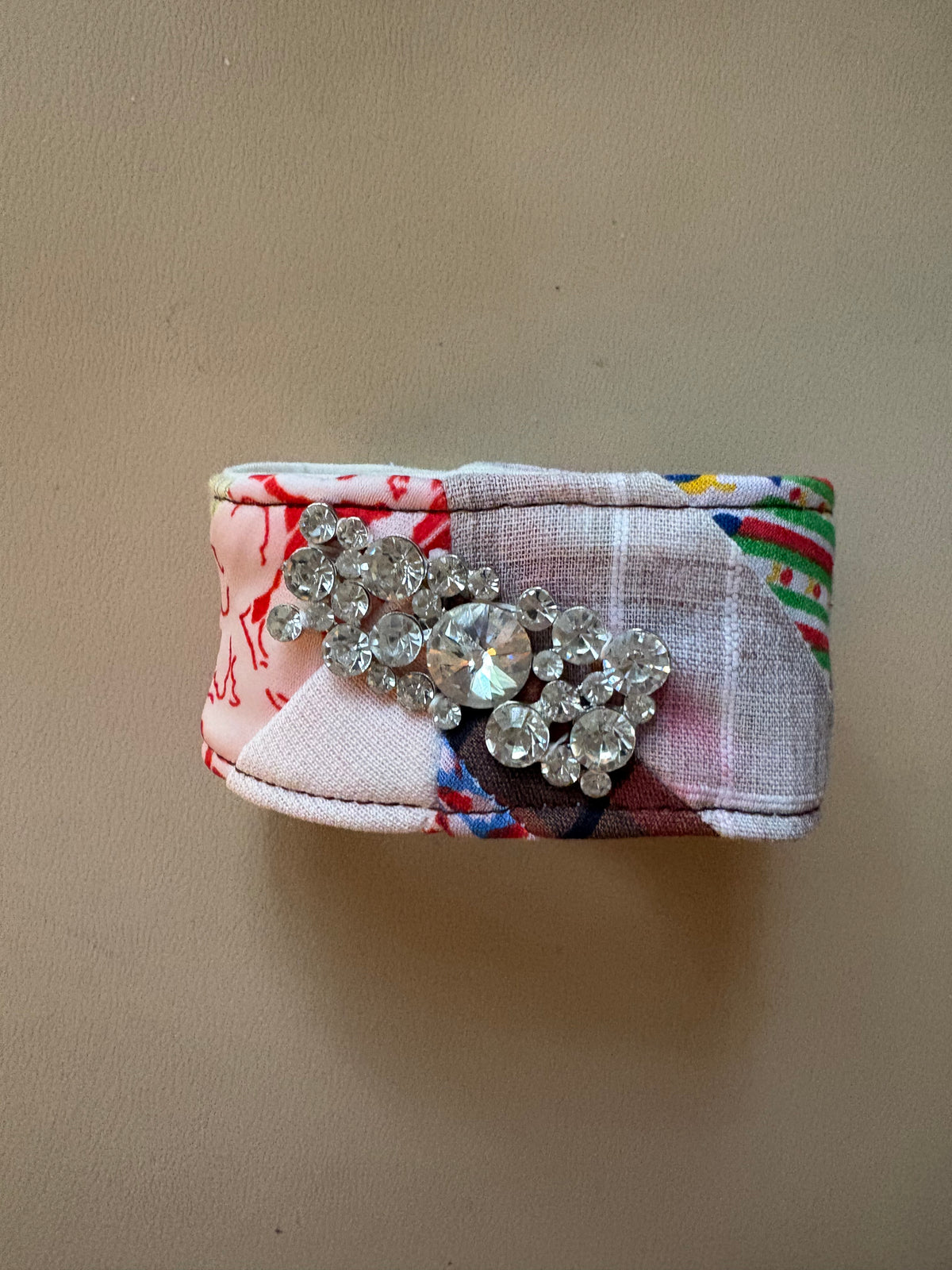 Unique Handmade Quilted Bracelet with Bling