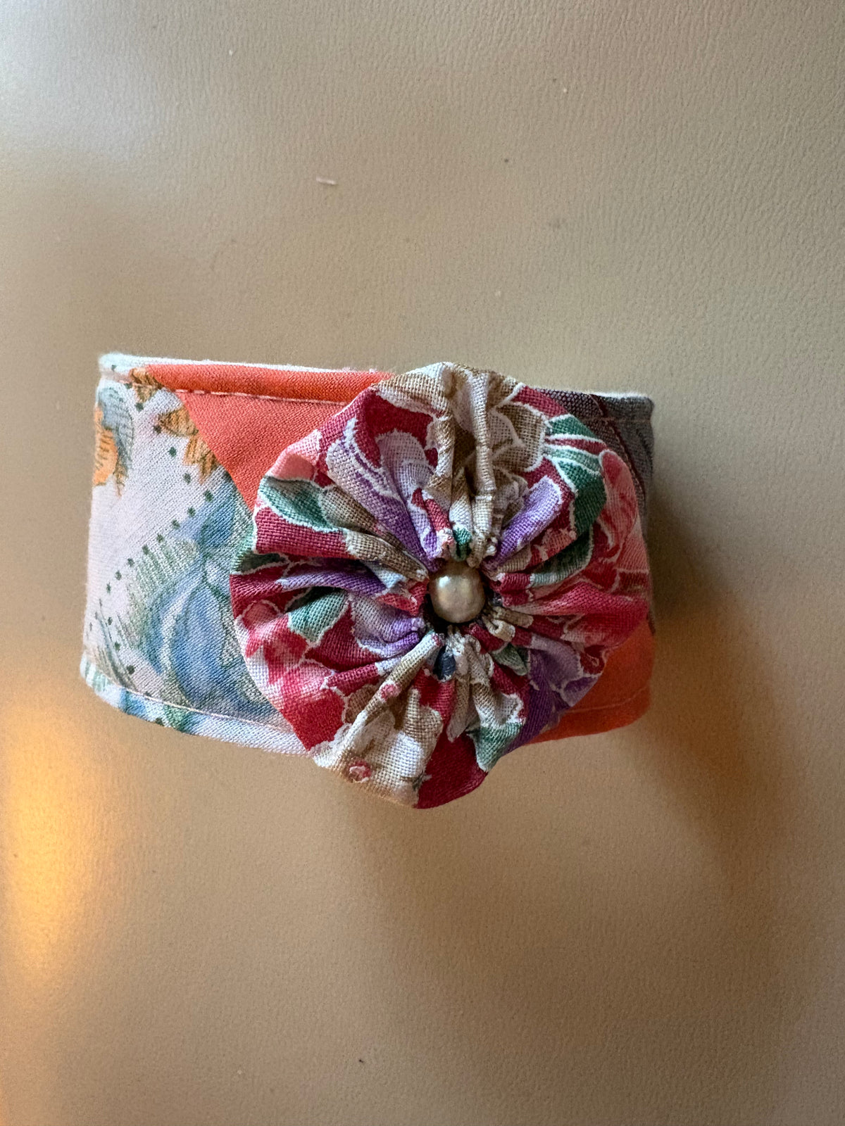 Unique Handmade Quilted Flower Pearl Design Bracelet