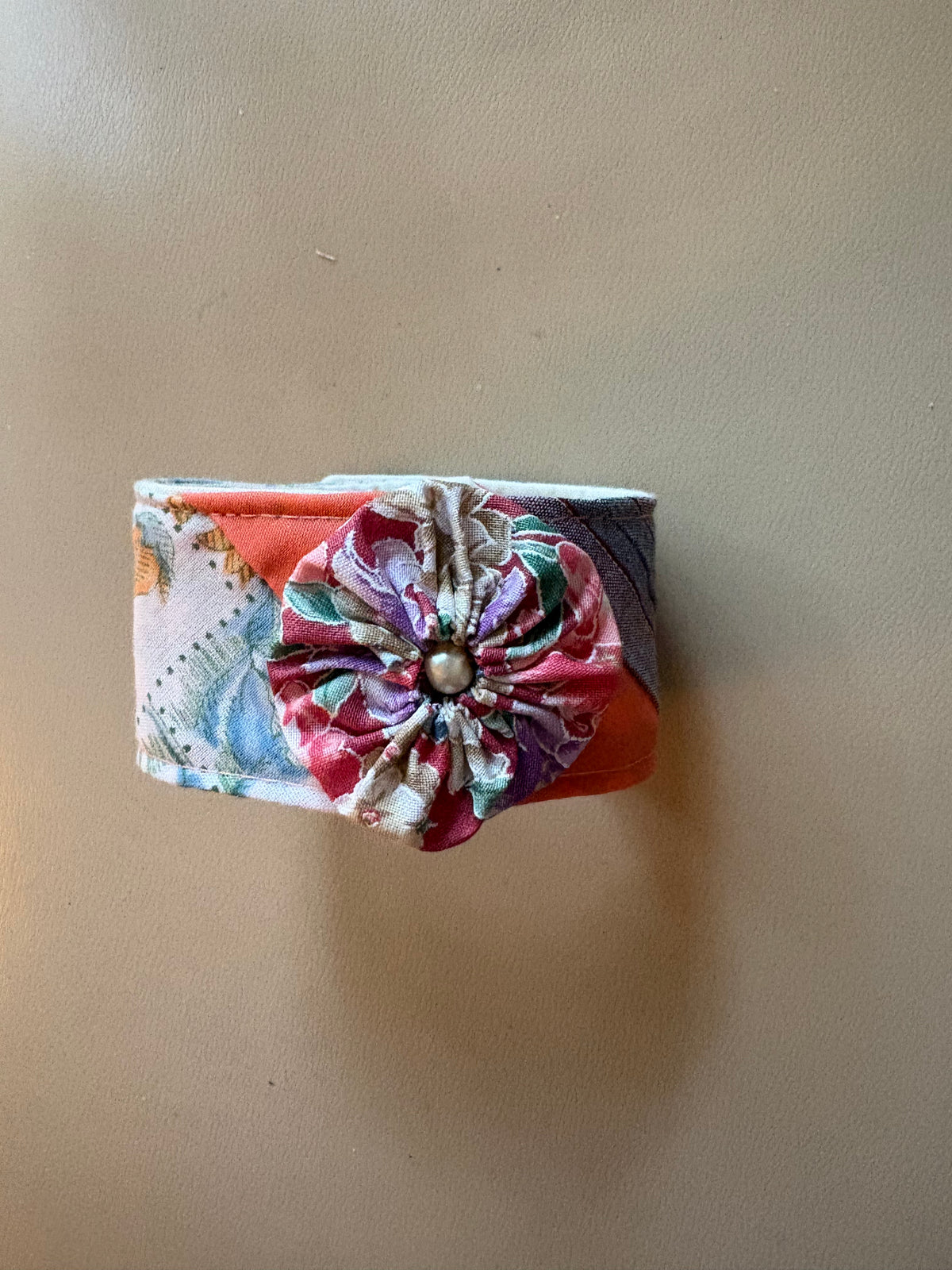 Unique Handmade Quilted Flower Pearl Design Bracelet