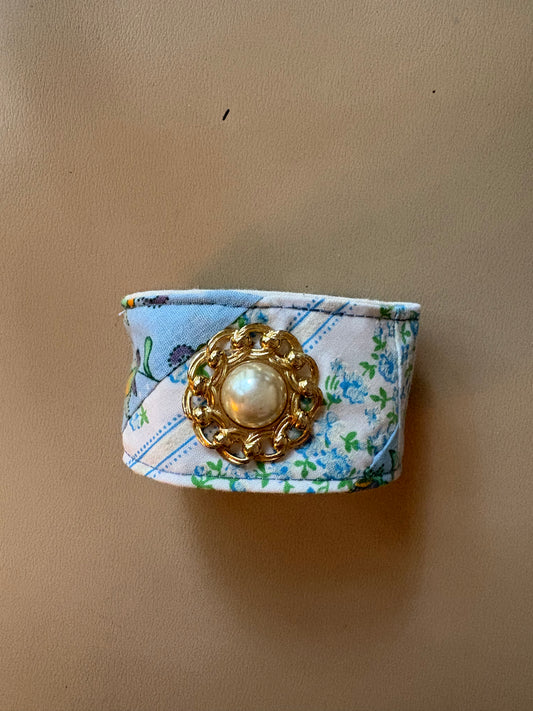 Unique Handmade Blue/White/Gold Bracelet
