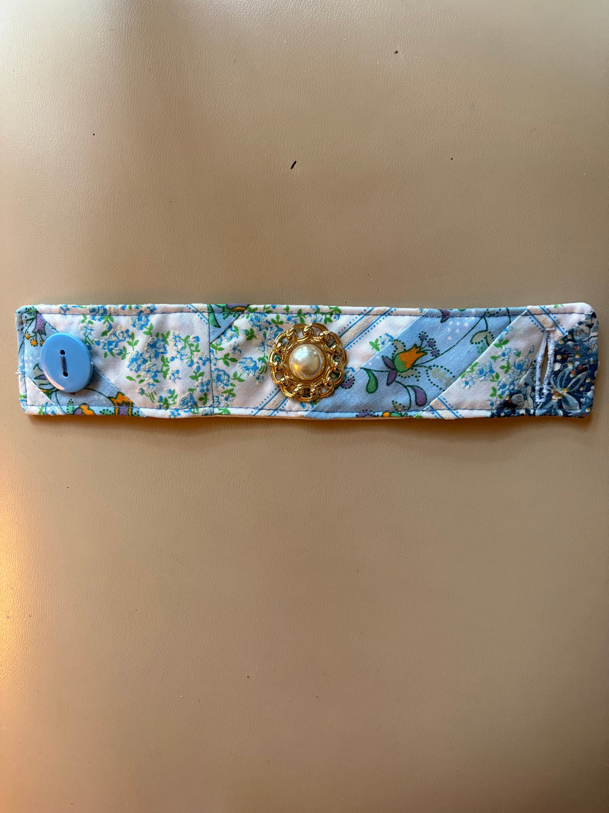 Unique Handmade Blue/White/Gold Bracelet