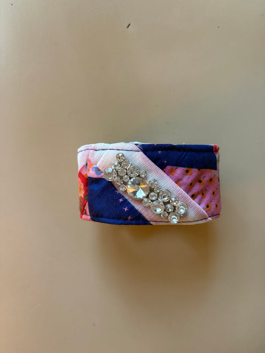 Unique Quilt Bracelet with Rhinestones