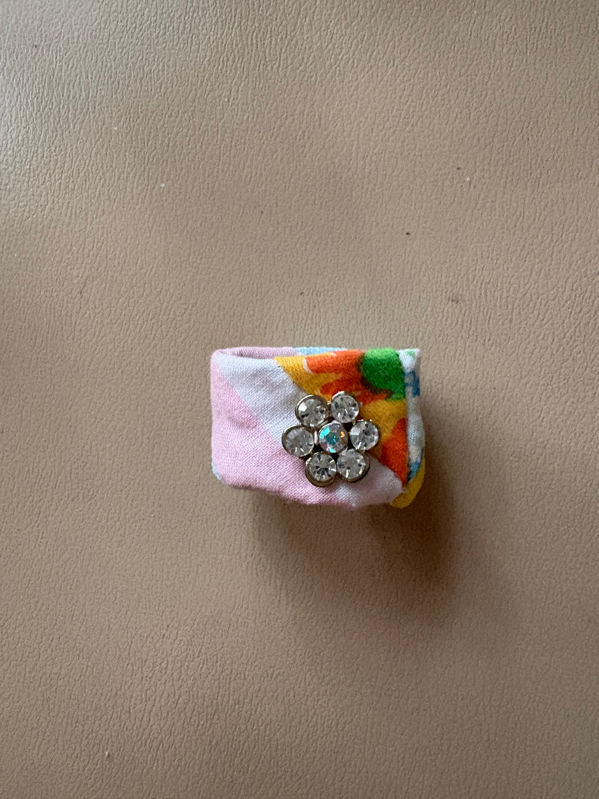 Colorful Fabric Quilted Ring with Bling