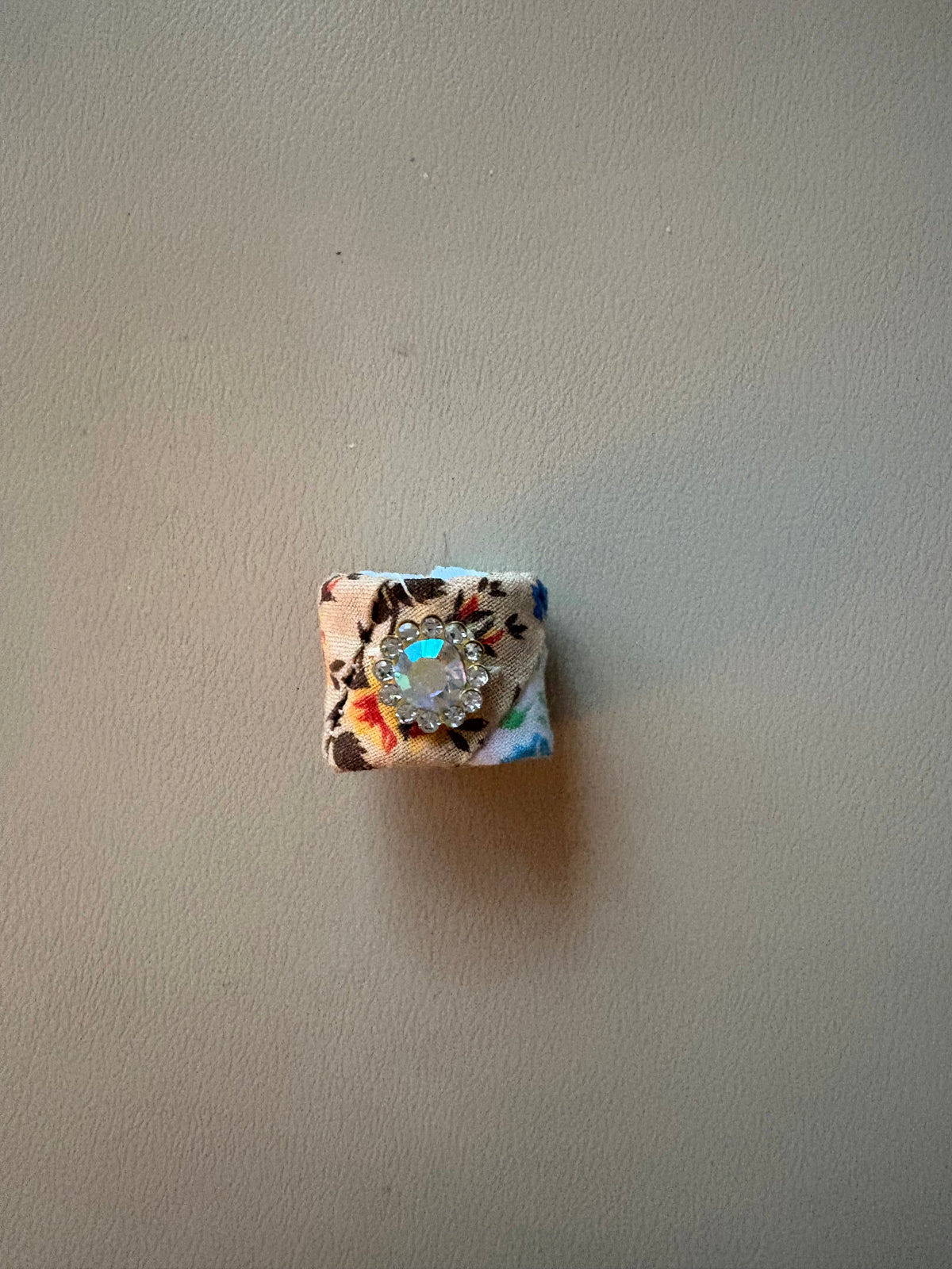 Fall Colors Fabric Quilted Ring with Bling