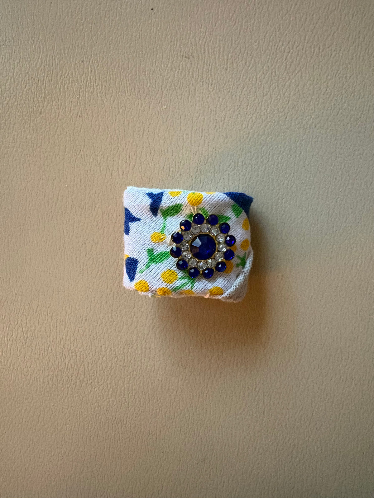 Blue Stone Fabric Quilted Ring