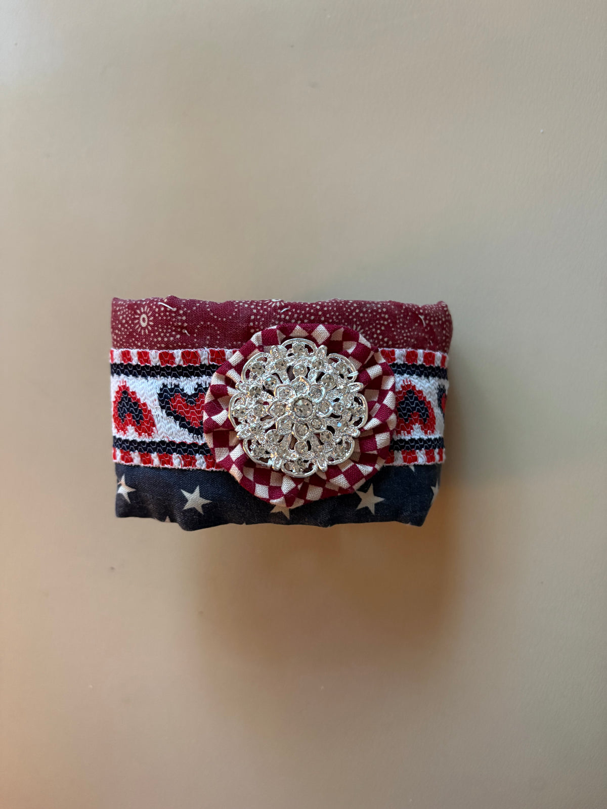 Heart Star Quilted Cuff Bracelet
