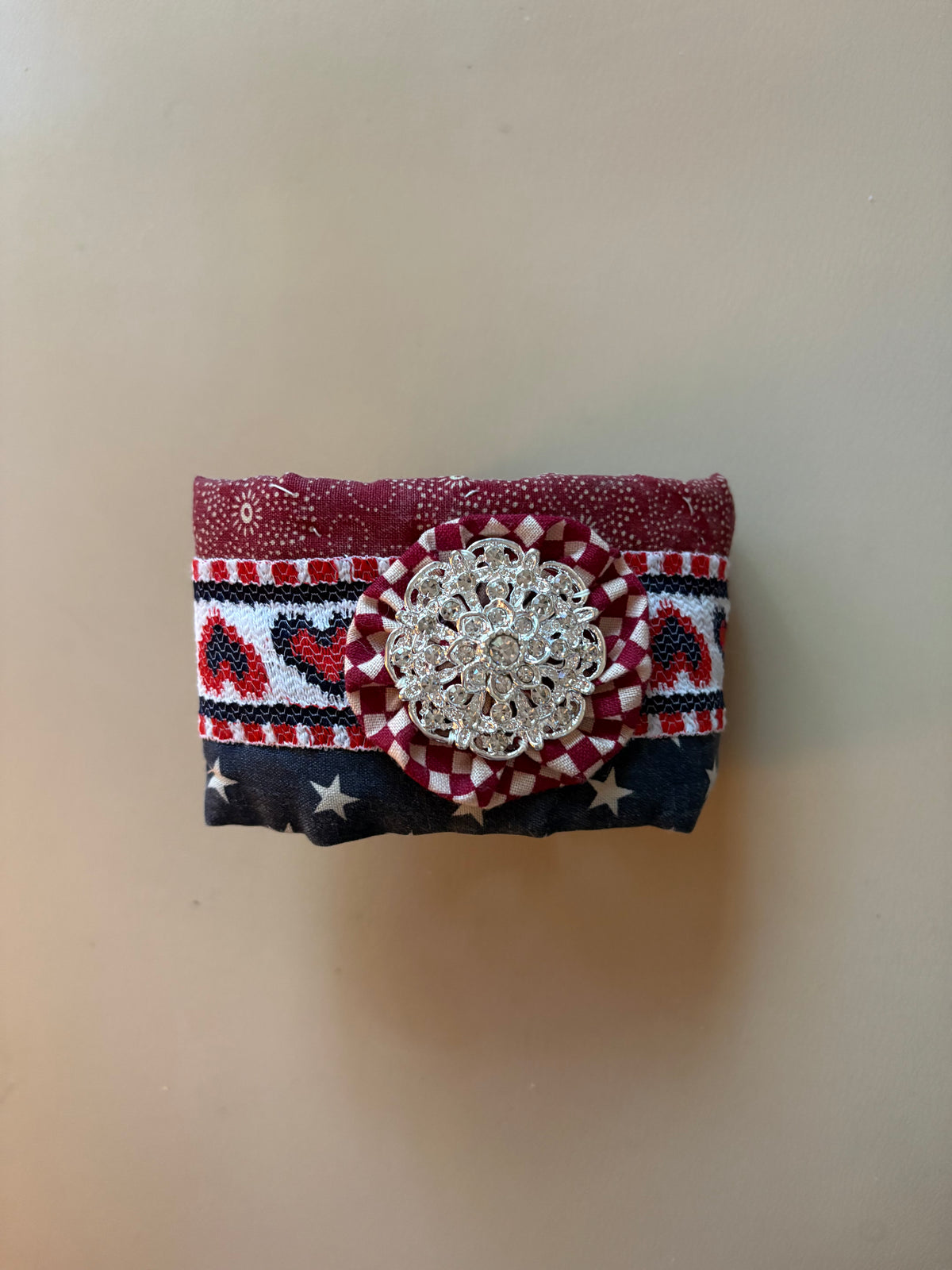 Heart Star Quilted Cuff Bracelet