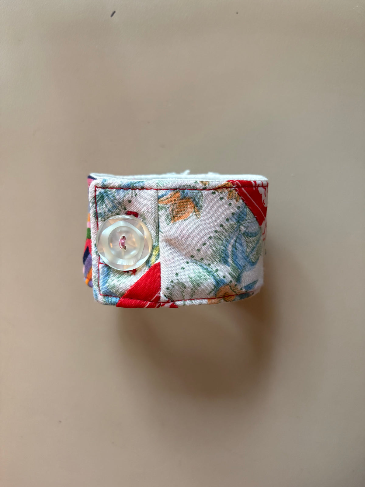 Pearl, Lace, Rhinestone Quilted Cuff Bracelet