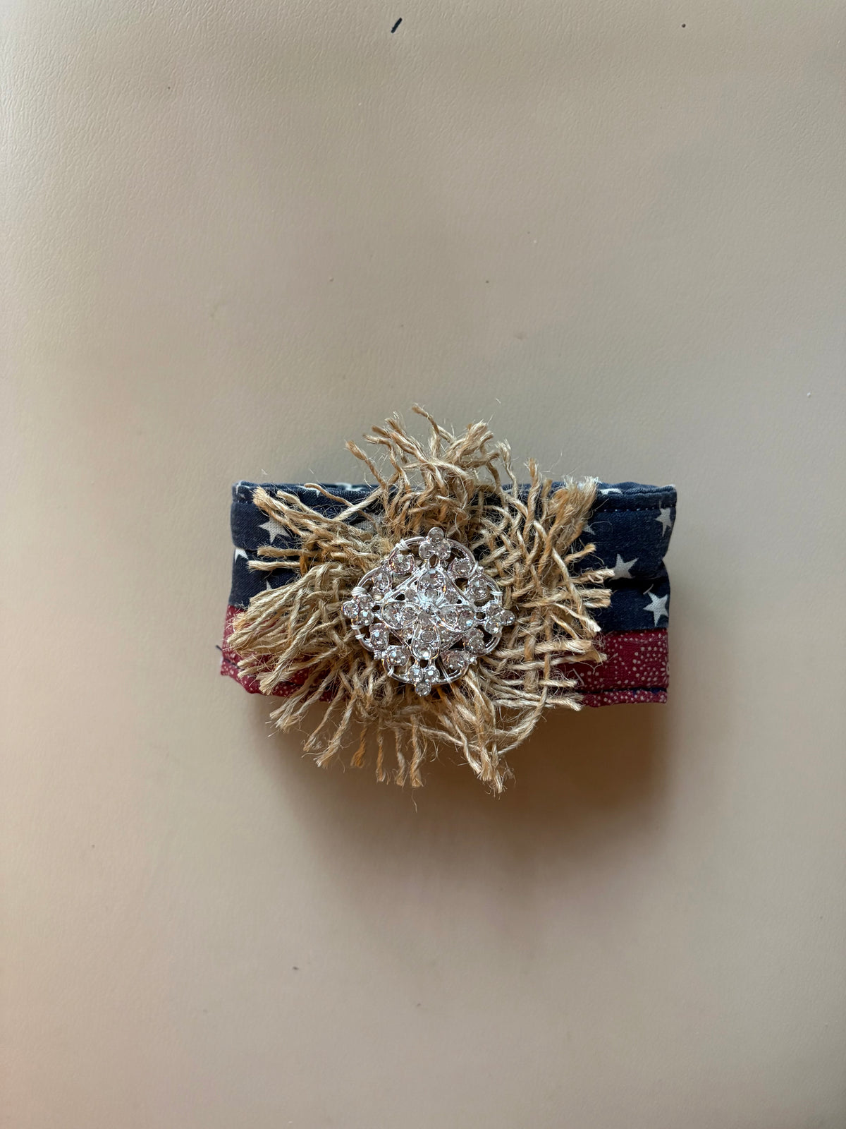 Boho Burlap Rhinestone Star Bracelet