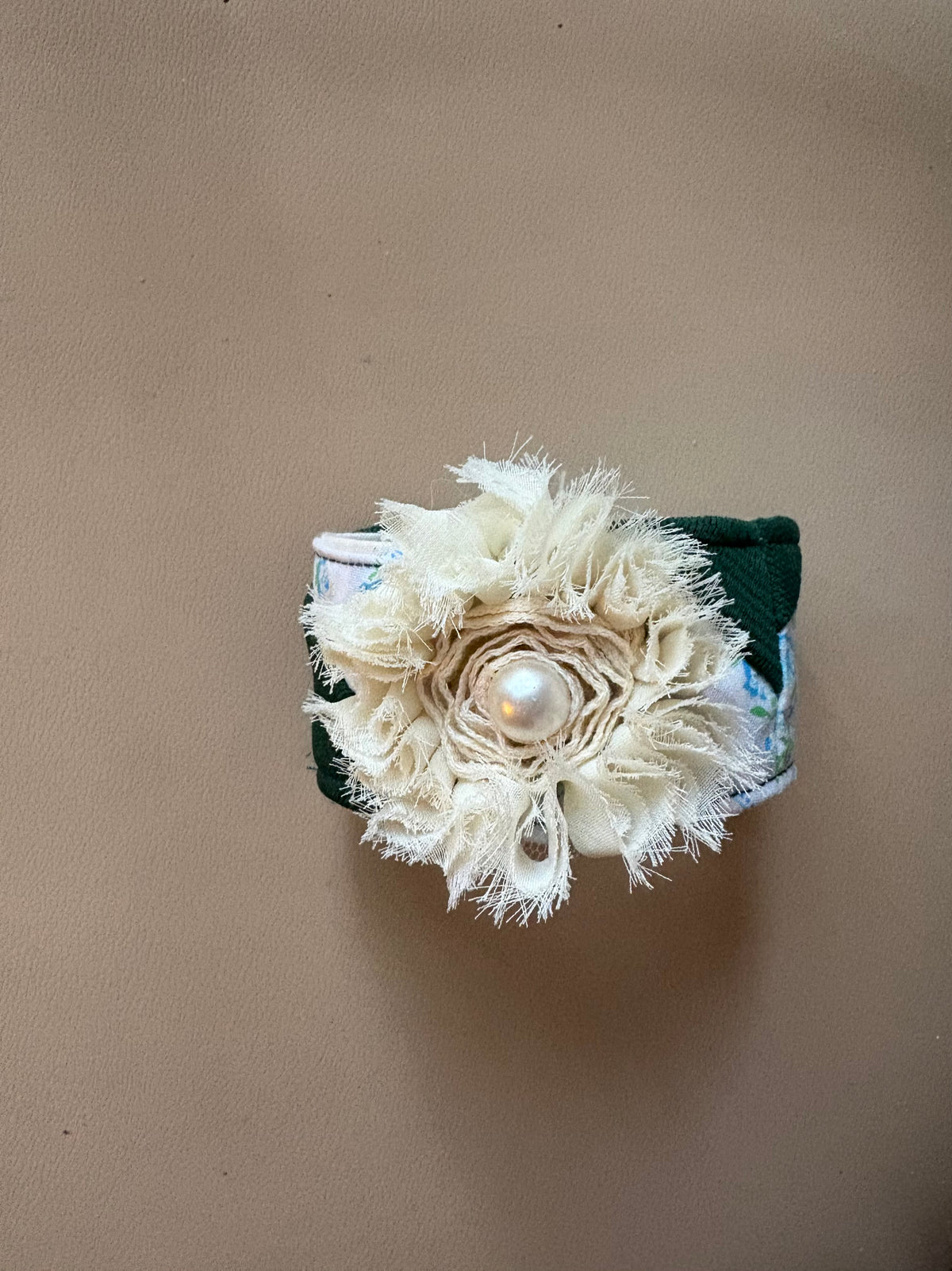 Pearl Boho Flower Quilted Cuff Bracelet