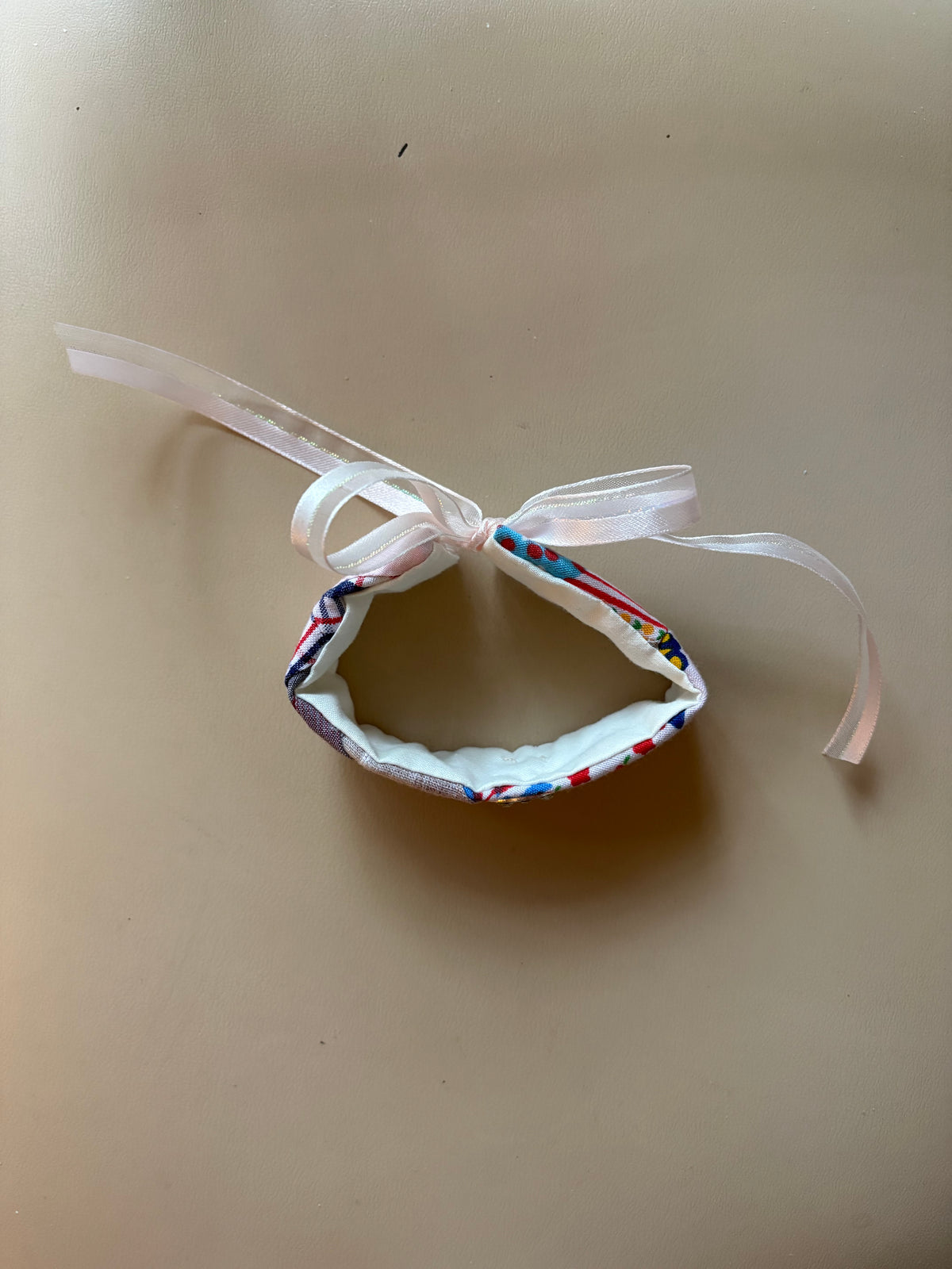 Quilt Bracelet w/Beige Ribbon