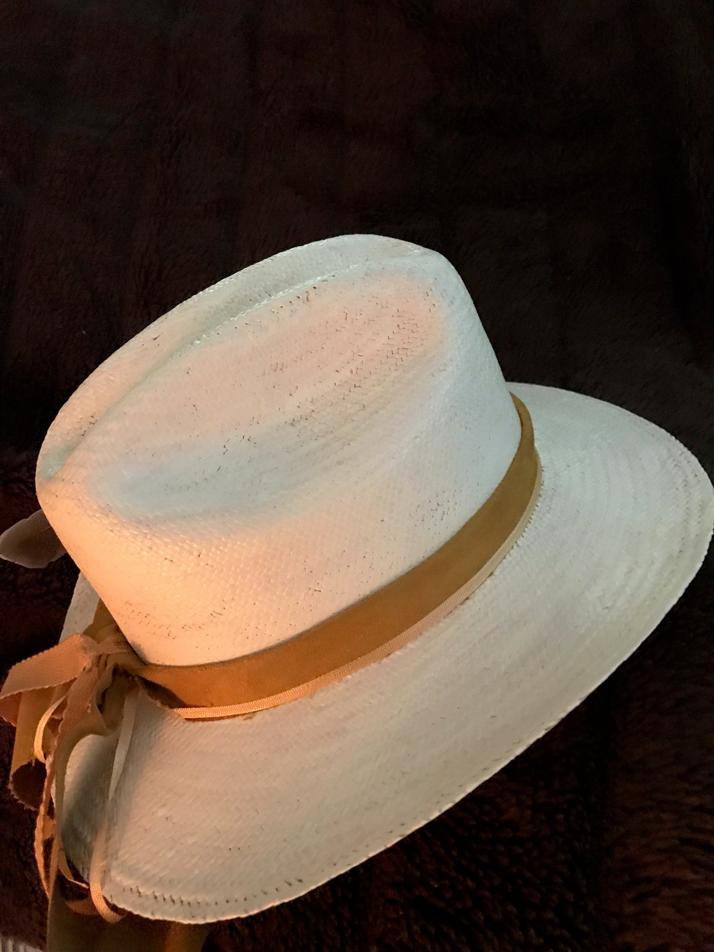 Handpainted Creamy White Fine Straw Cowboy Hat