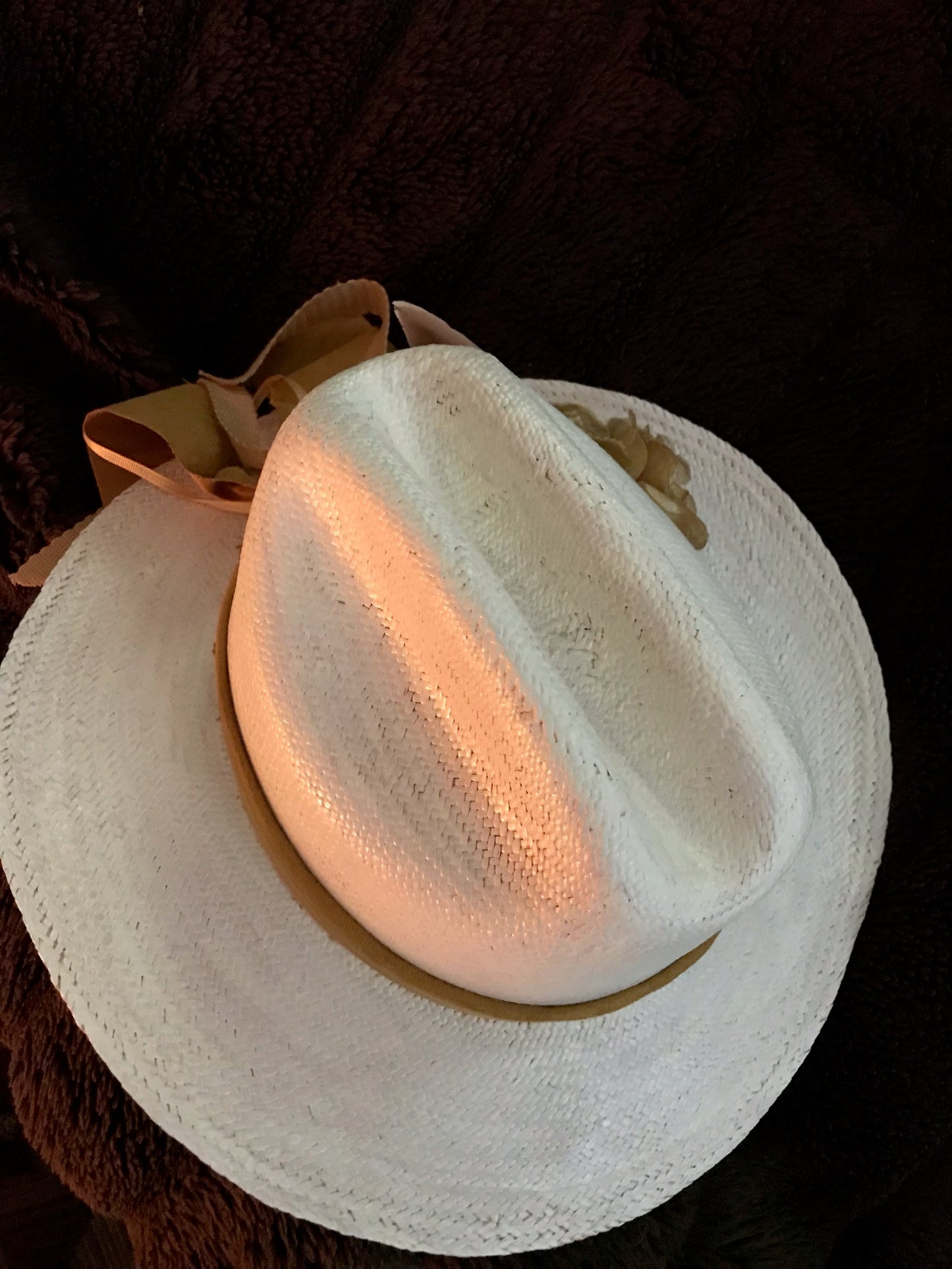 Handpainted Creamy White Fine Straw Cowboy Hat