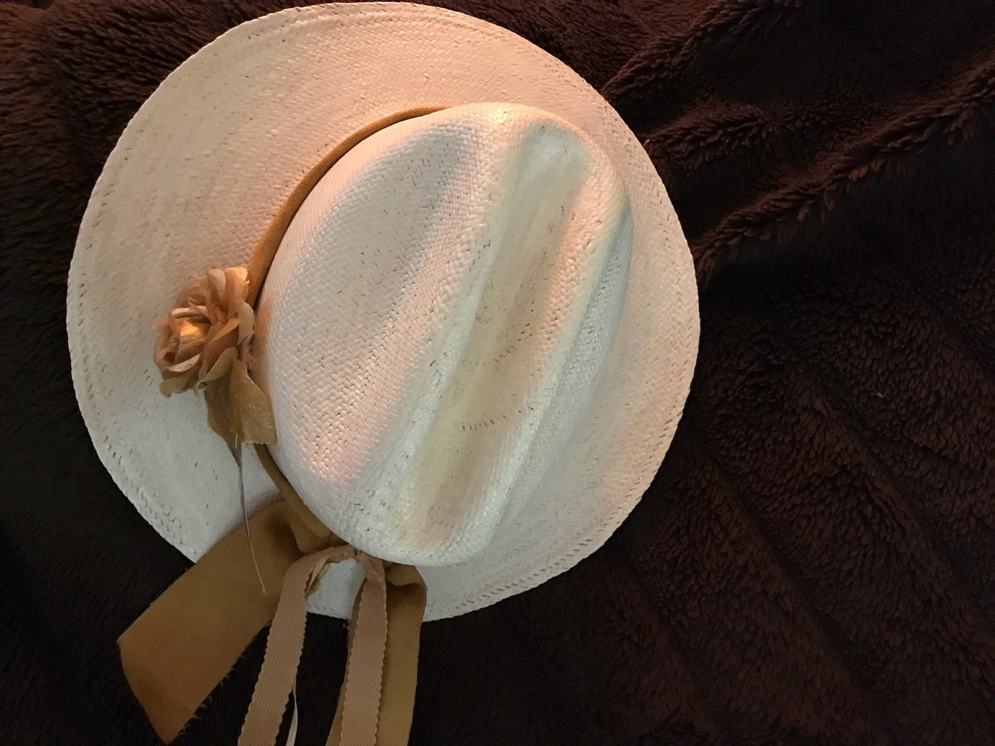 Handpainted Creamy White Fine Straw Cowboy Hat