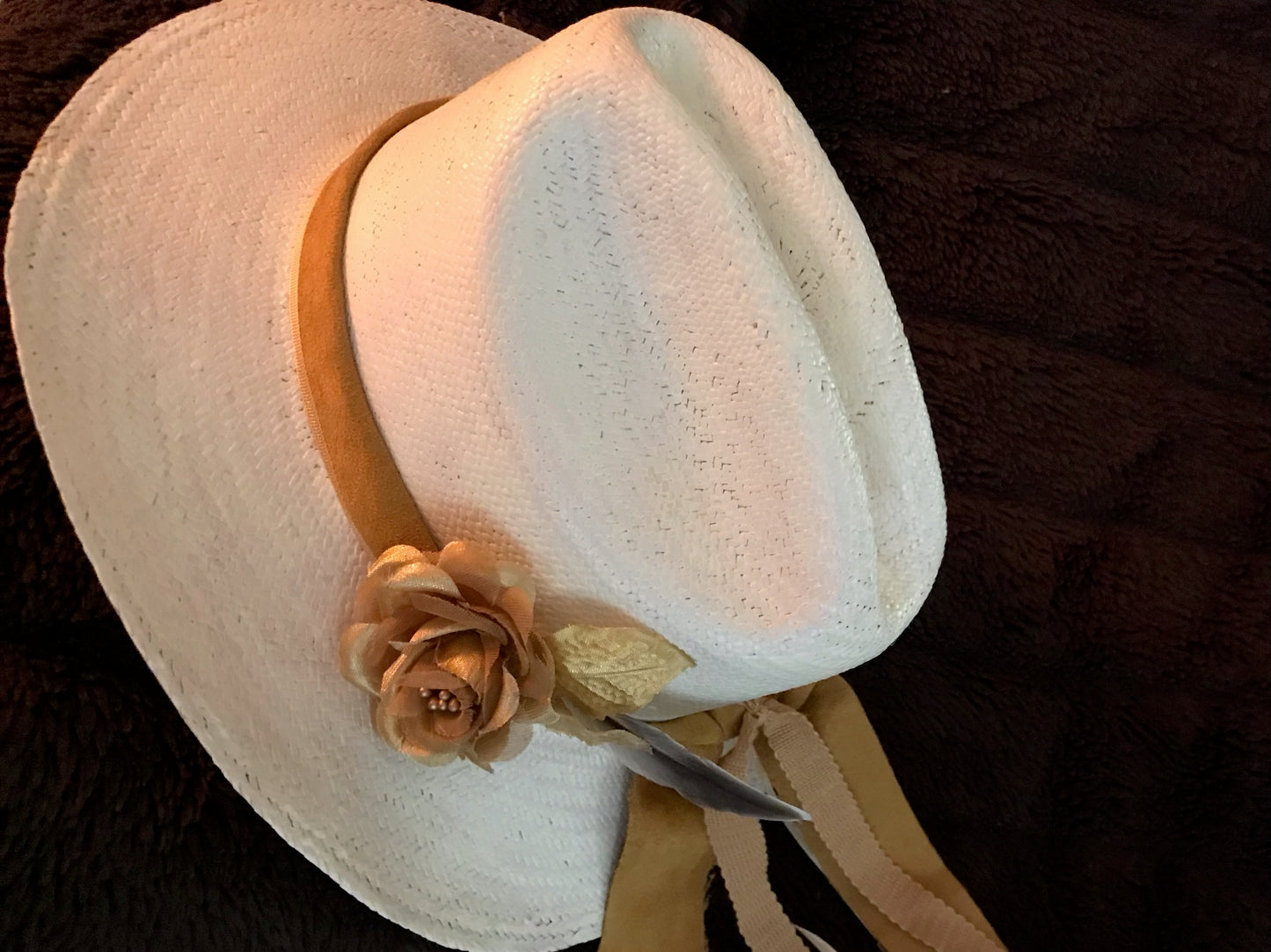 Handpainted Creamy White Fine Straw Cowboy Hat