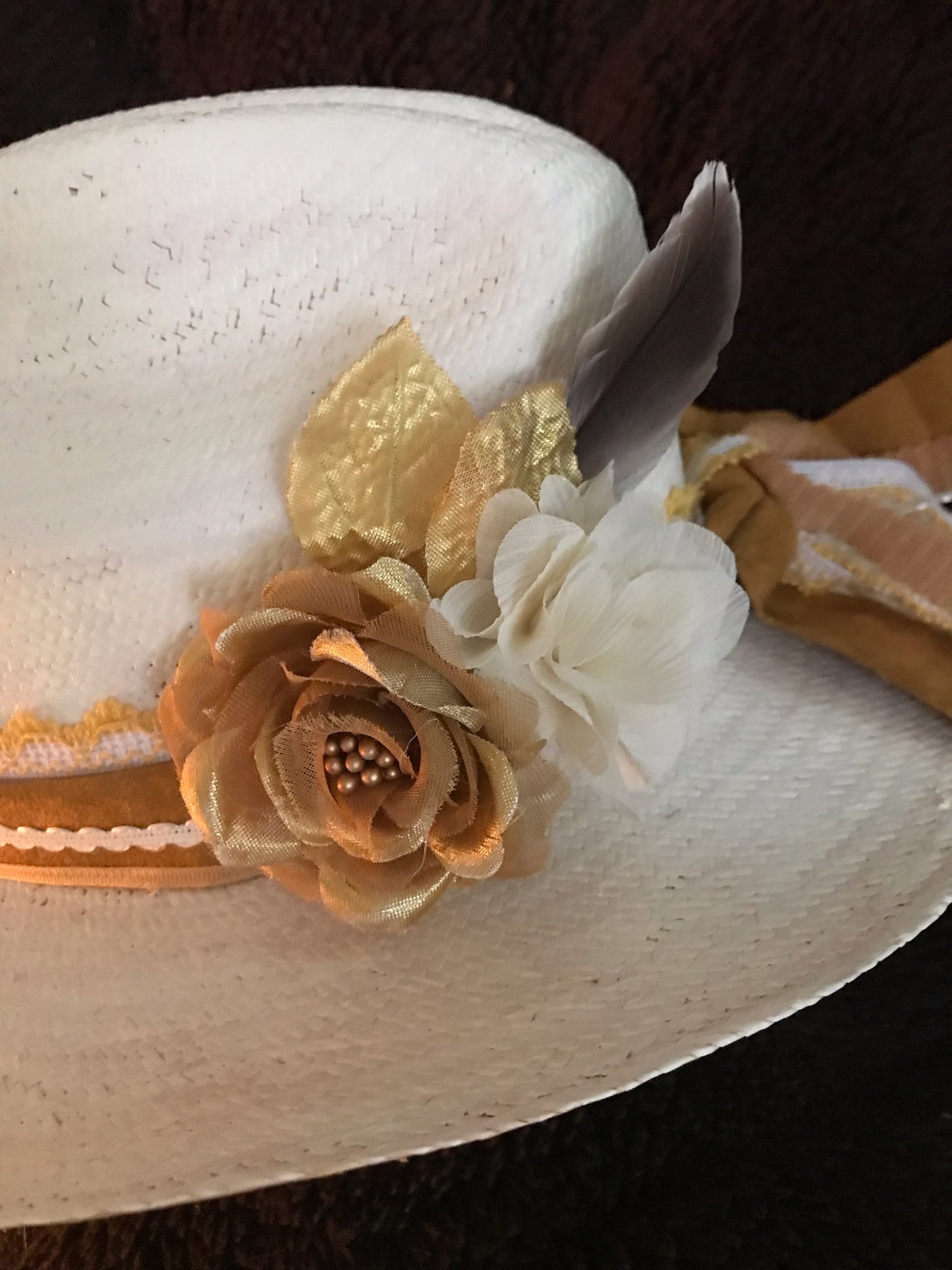 Handpainted Creamy White Fine Straw Cowboy Hat