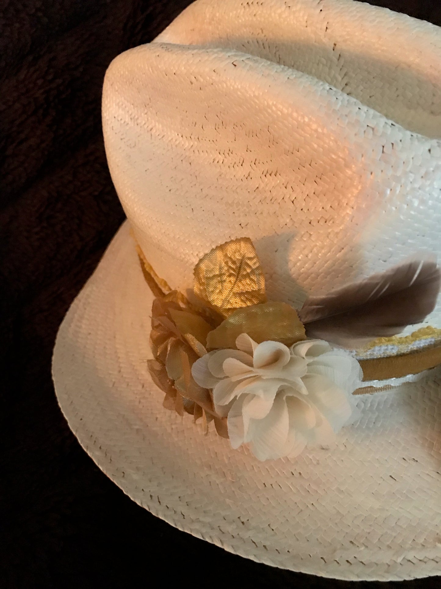 Handpainted Creamy White Fine Straw Cowboy Hat