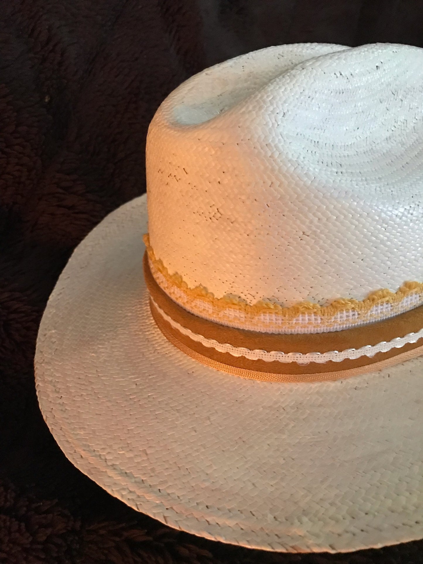 Handpainted Creamy White Fine Straw Cowboy Hat