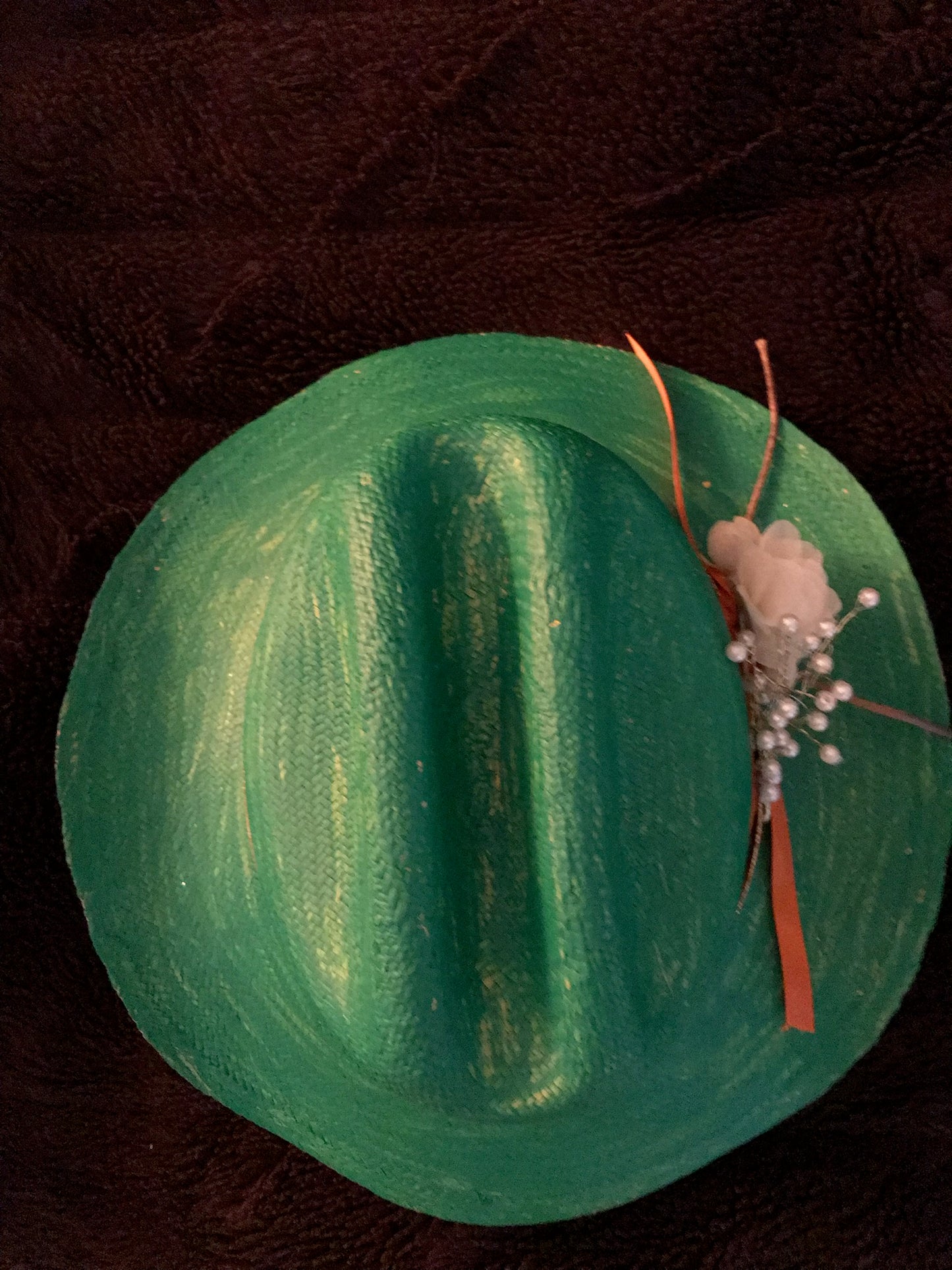Classy Handpainted Green Fine Straw Cowboy Hat