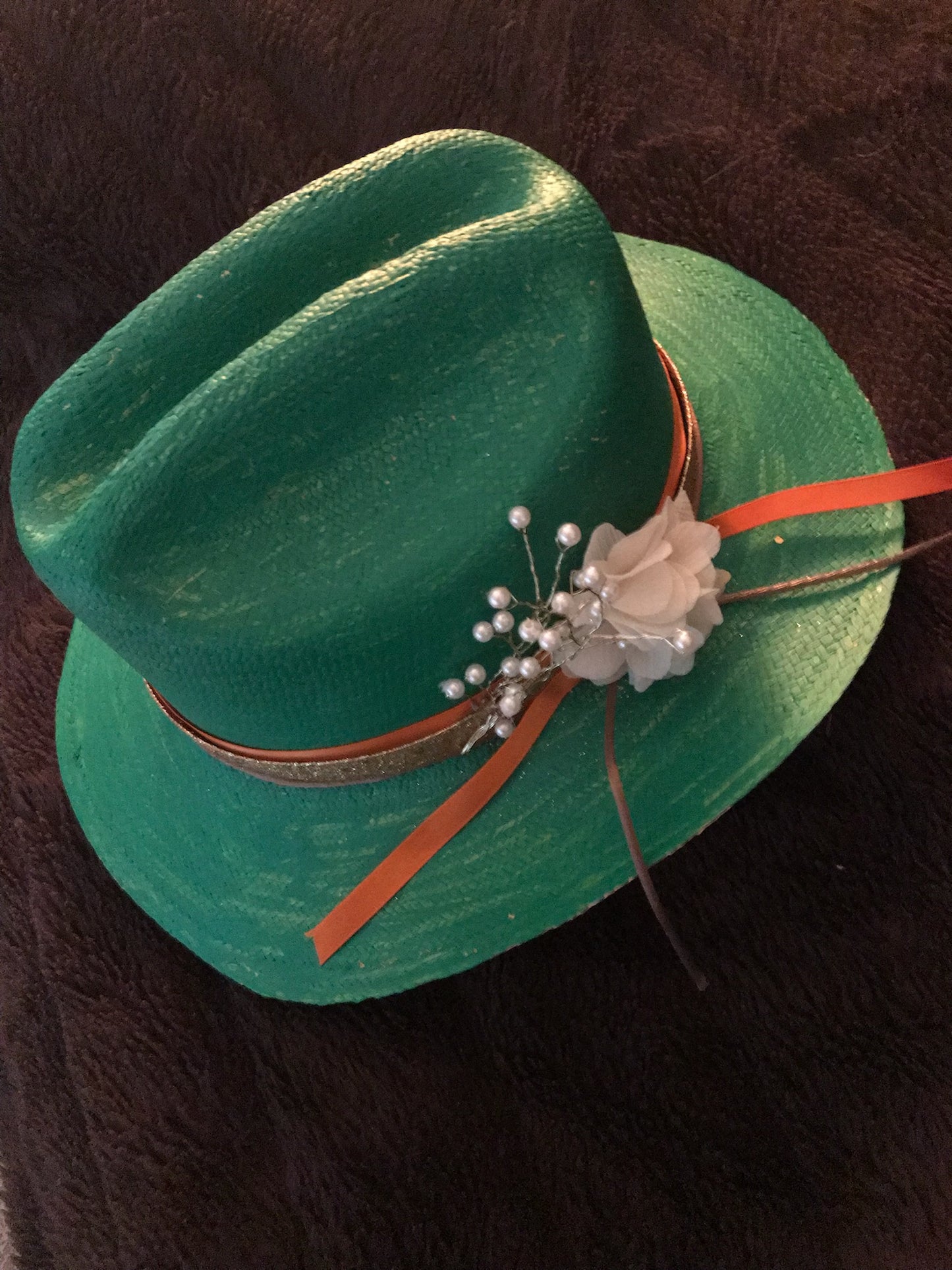 Classy Handpainted Green Fine Straw Cowboy Hat