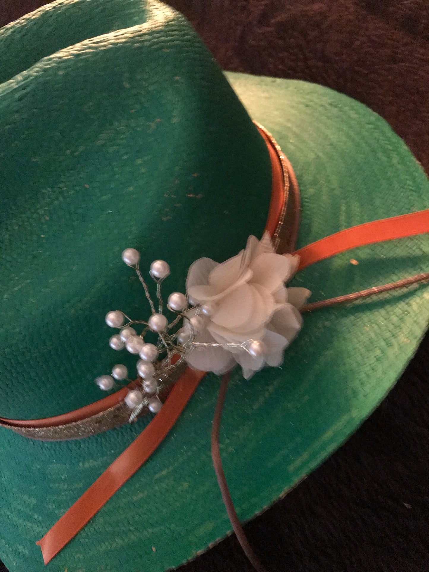 Classy Handpainted Green Fine Straw Cowboy Hat