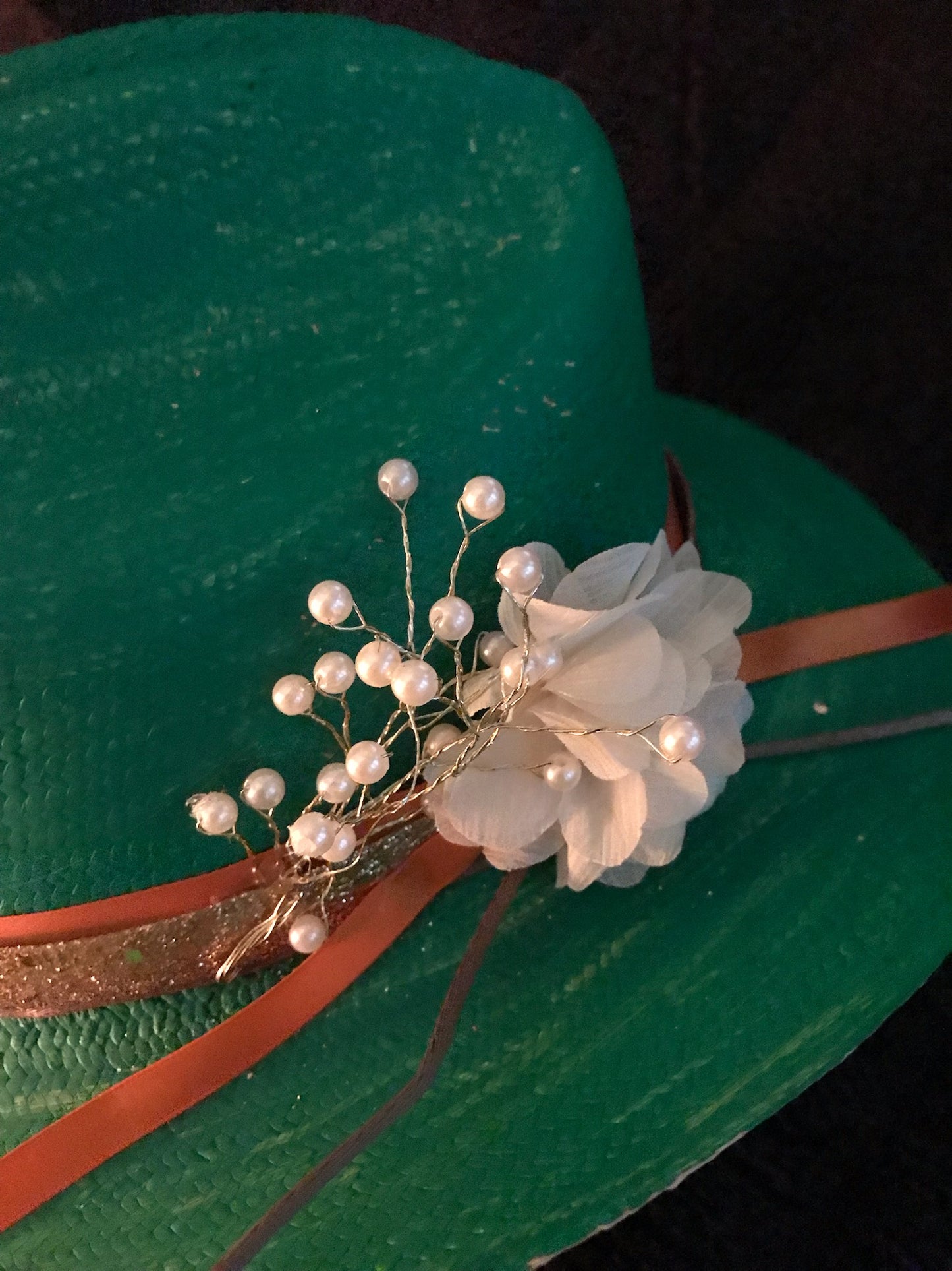 Classy Handpainted Green Fine Straw Cowboy Hat