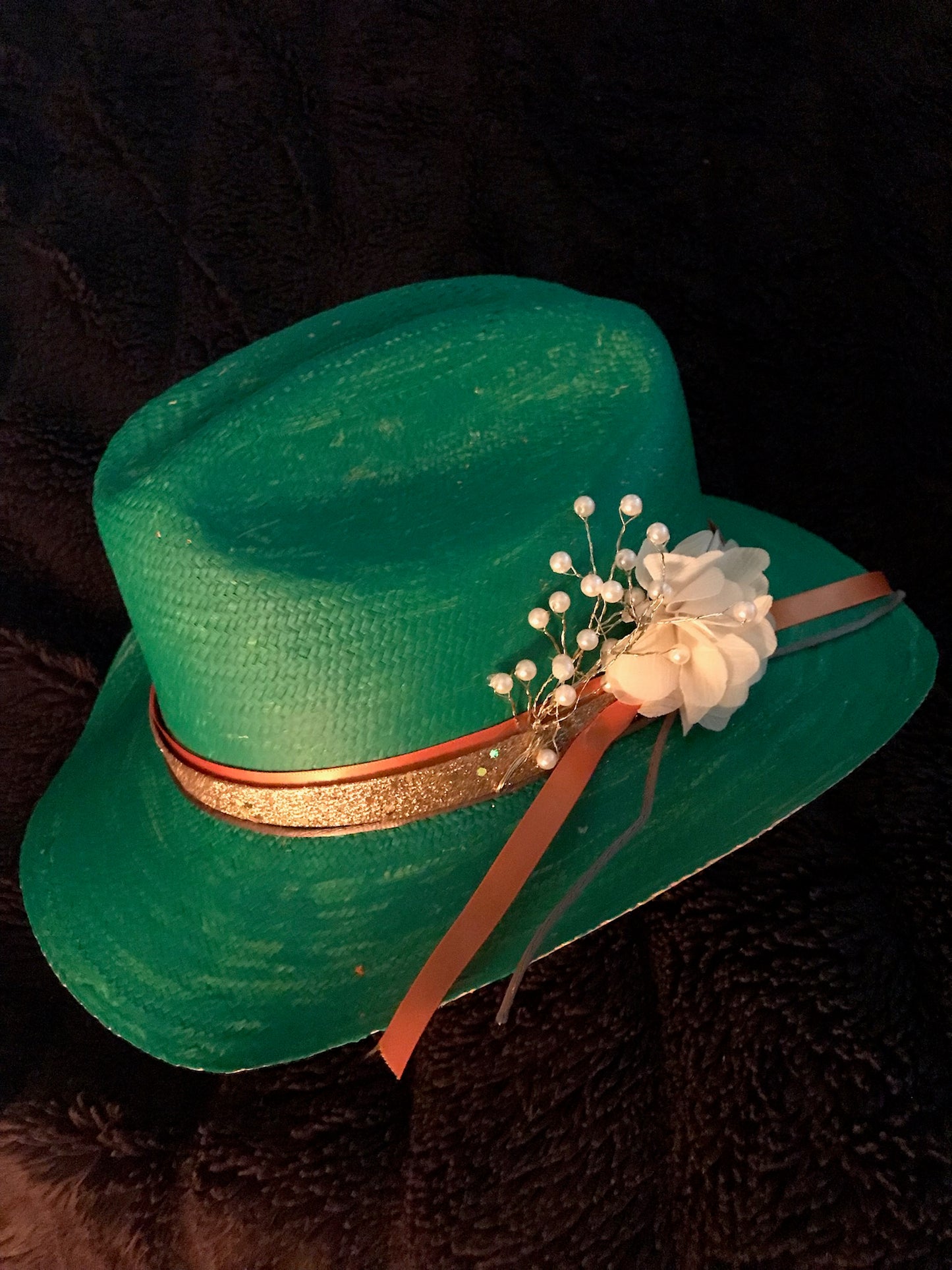 Classy Handpainted Green Fine Straw Cowboy Hat