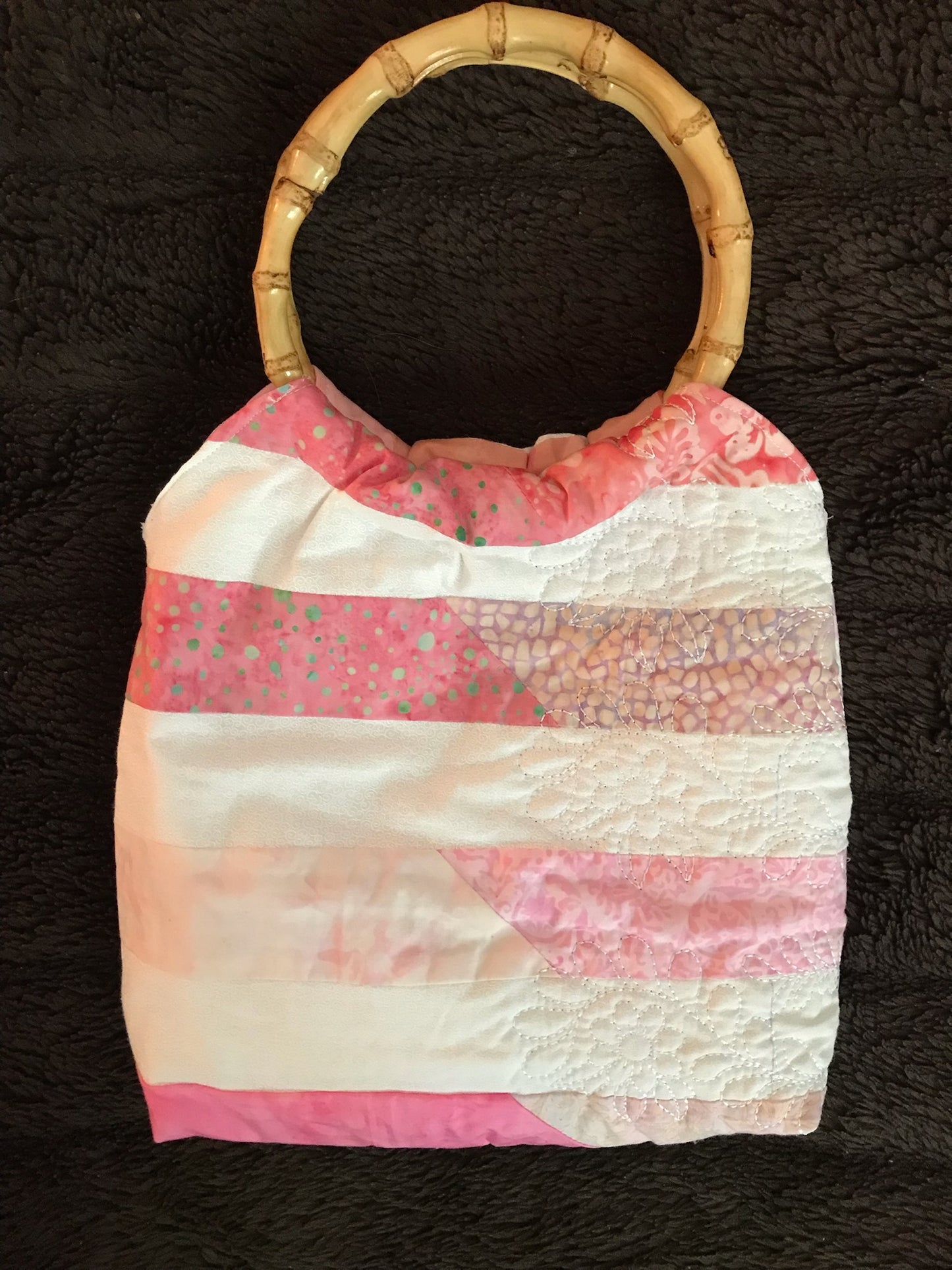 Hip Unique Quilt Purse in Pink & White Hues