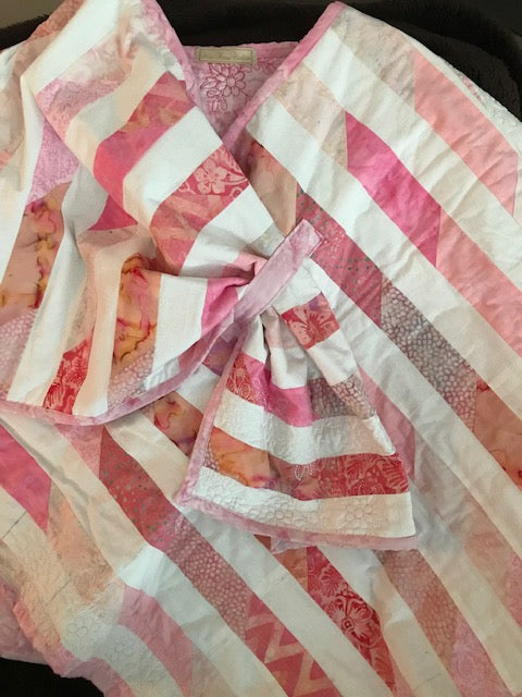 Unique Quilt Wrap in Hues of Pink & White