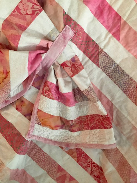 Unique Quilt Wrap in Hues of Pink & White