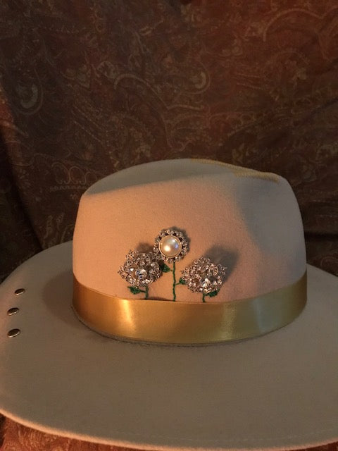 The Exquisite "Jeweled Flowers" Fine Felt Hat