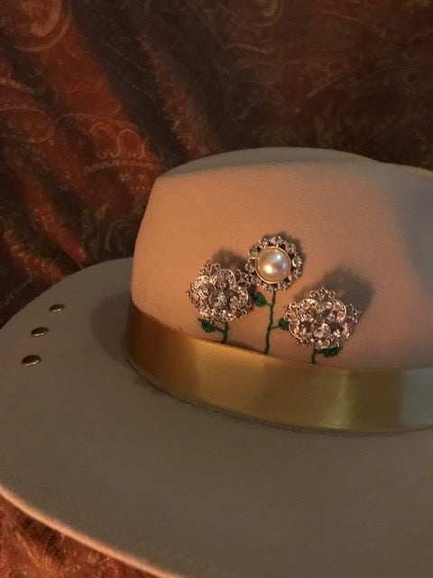 The Exquisite "Jeweled Flowers" Fine Felt Hat