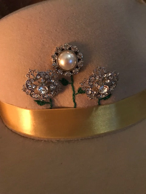 The Exquisite "Jeweled Flowers" Fine Felt Hat