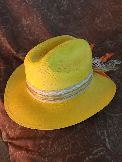 The "Golden Straw Beauty" Handpainted Fine Straw Hat