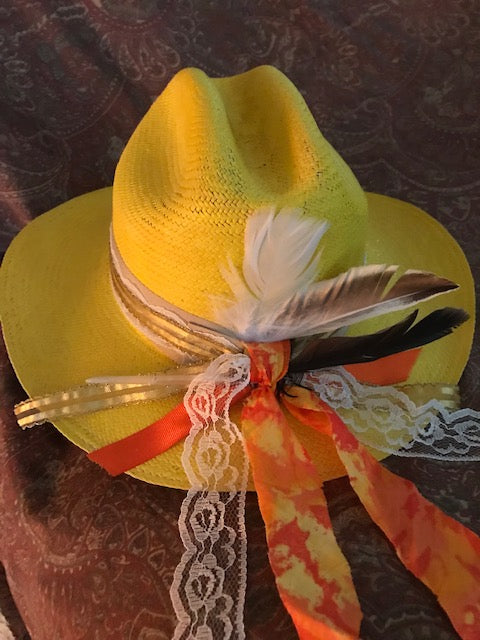 The "Golden Straw Beauty" Handpainted Fine Straw Hat