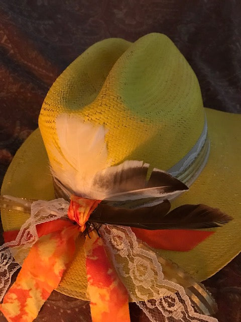 The "Golden Straw Beauty" Handpainted Fine Straw Hat