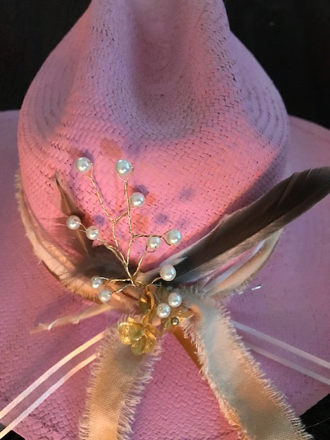 The Pretty In Pink "Barbie" Hand Painted Fine Straw Cowboy Hat