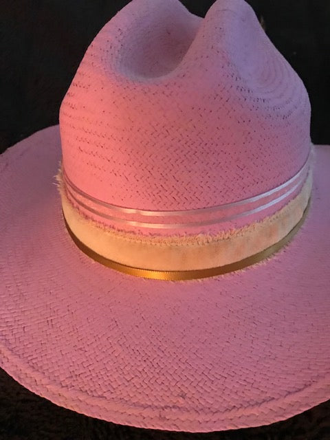 The Pretty In Pink "Barbie" Hand Painted Fine Straw Cowboy Hat