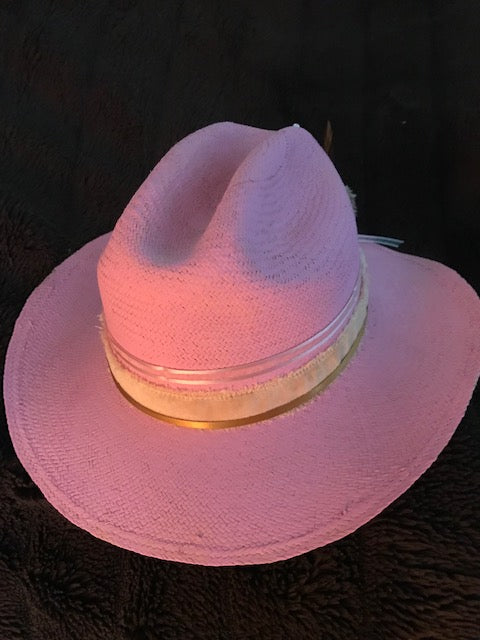 The Pretty In Pink "Barbie" Hand Painted Fine Straw Cowboy Hat