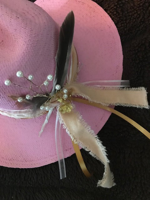 The Pretty In Pink "Barbie" Hand Painted Fine Straw Cowboy Hat