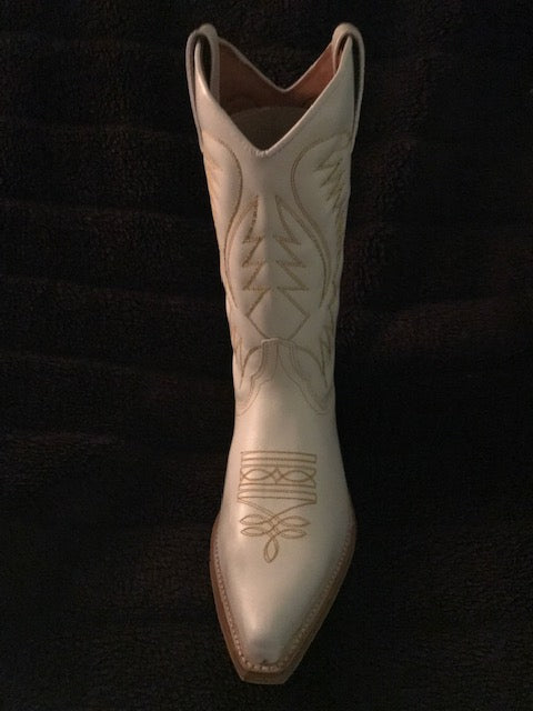 "The Destiny" White Urban Ranch Cowboy Boots w/ Gorgeous Bright Gold Stitchery