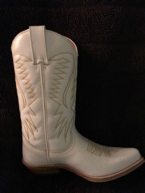 "The Destiny" White Urban Ranch Cowboy Boots w/ Gorgeous Bright Gold Stitchery