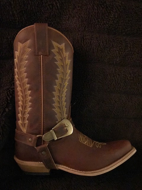 "The Hip & Classy Country Western" Rustic Brown & Gold Urban Ranch Cowboy Boots