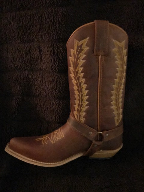 "The Hip & Classy Country Western" Rustic Brown & Gold Urban Ranch Cowboy Boots