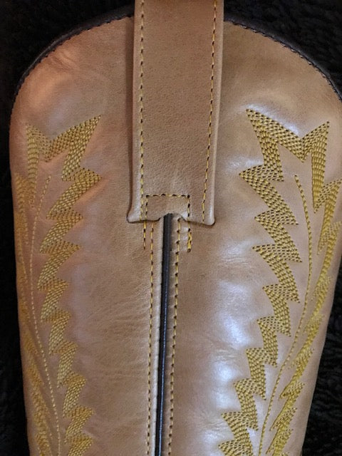 "The Fancy" Warm Honey Blond Urban Ranch Cowboy Boots w/Exquisite Bright Gold Stitchery