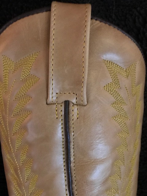 "The Fancy" Warm Honey Blond Urban Ranch Cowboy Boots w/Exquisite Bright Gold Stitchery